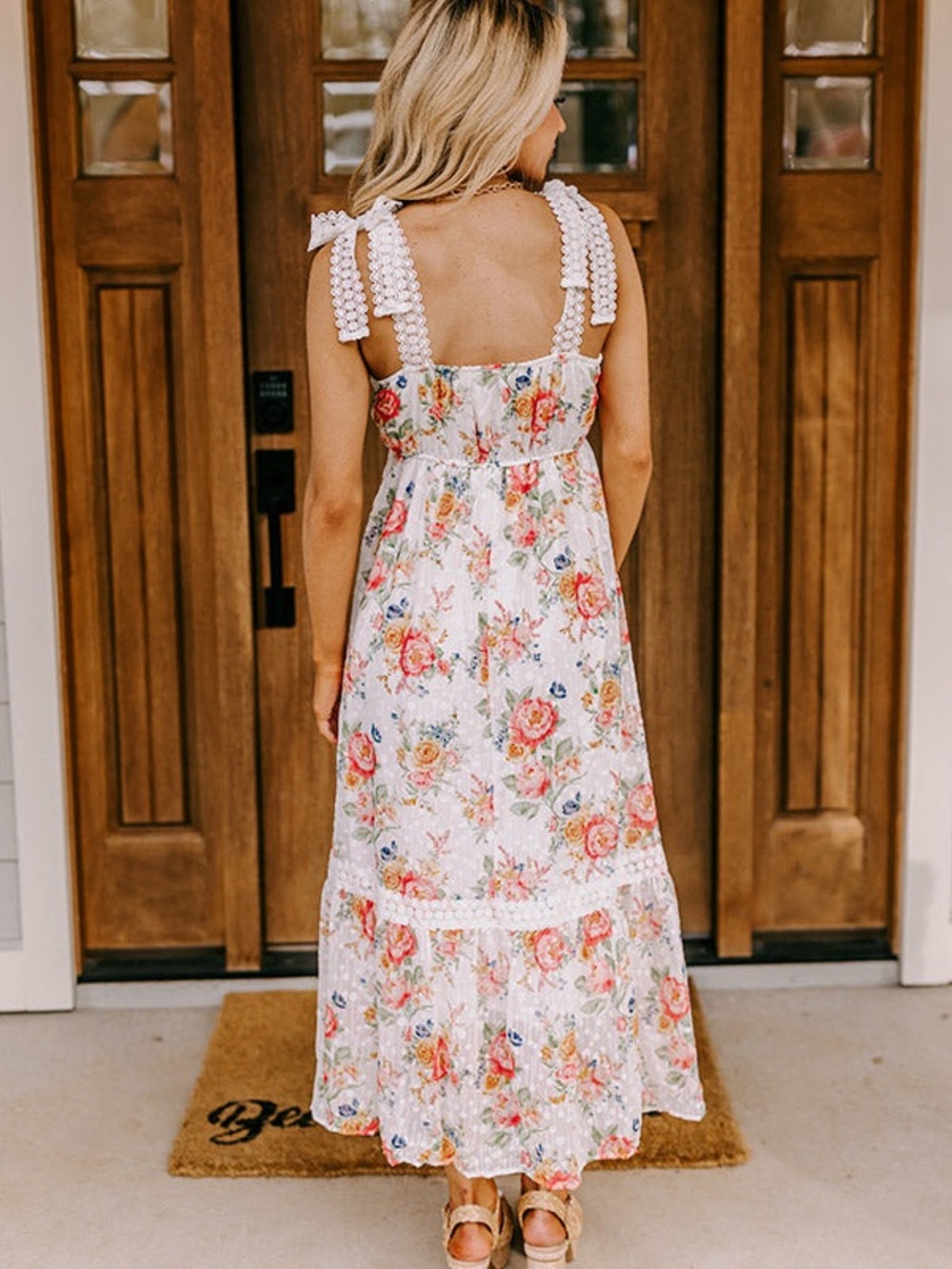 By The River Secret Rose Garden Midi Floral Tiered Sun Dress Size Medium - Picture 3 of 13